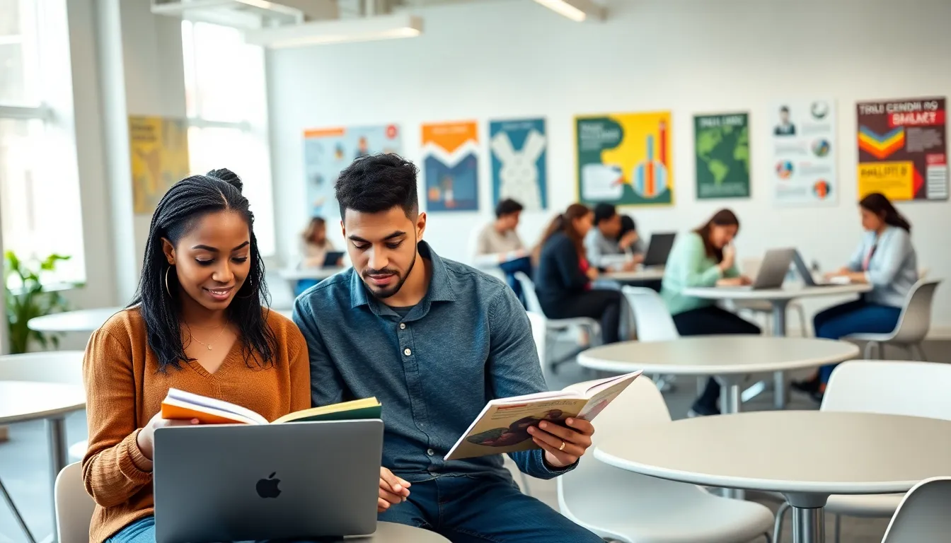 diverse students engaged in post-secondary education in a modern classroom.