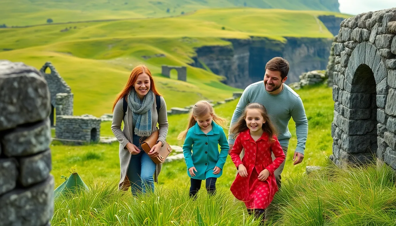 family enjoying outdoor adventures in the Irish countryside.